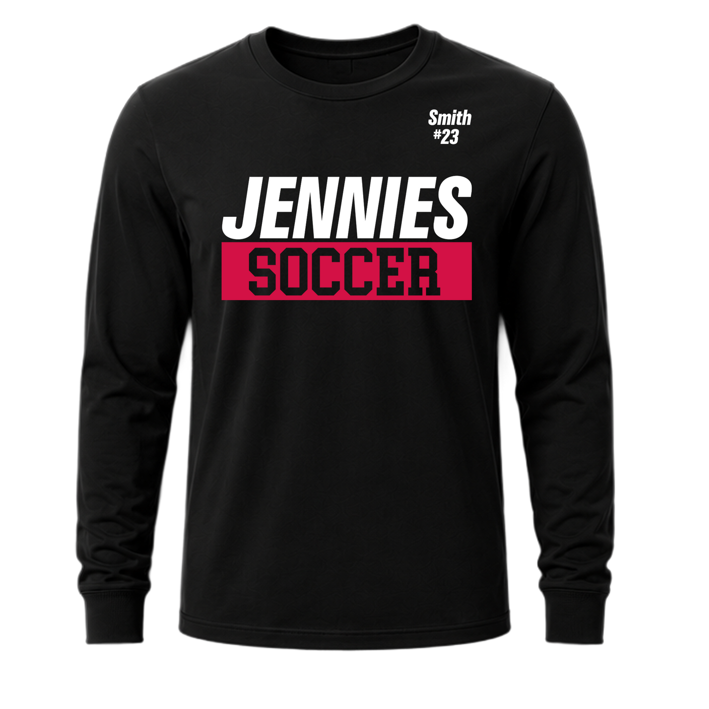 Jennies Soccer Long Sleeve Tee Custom Name and Number