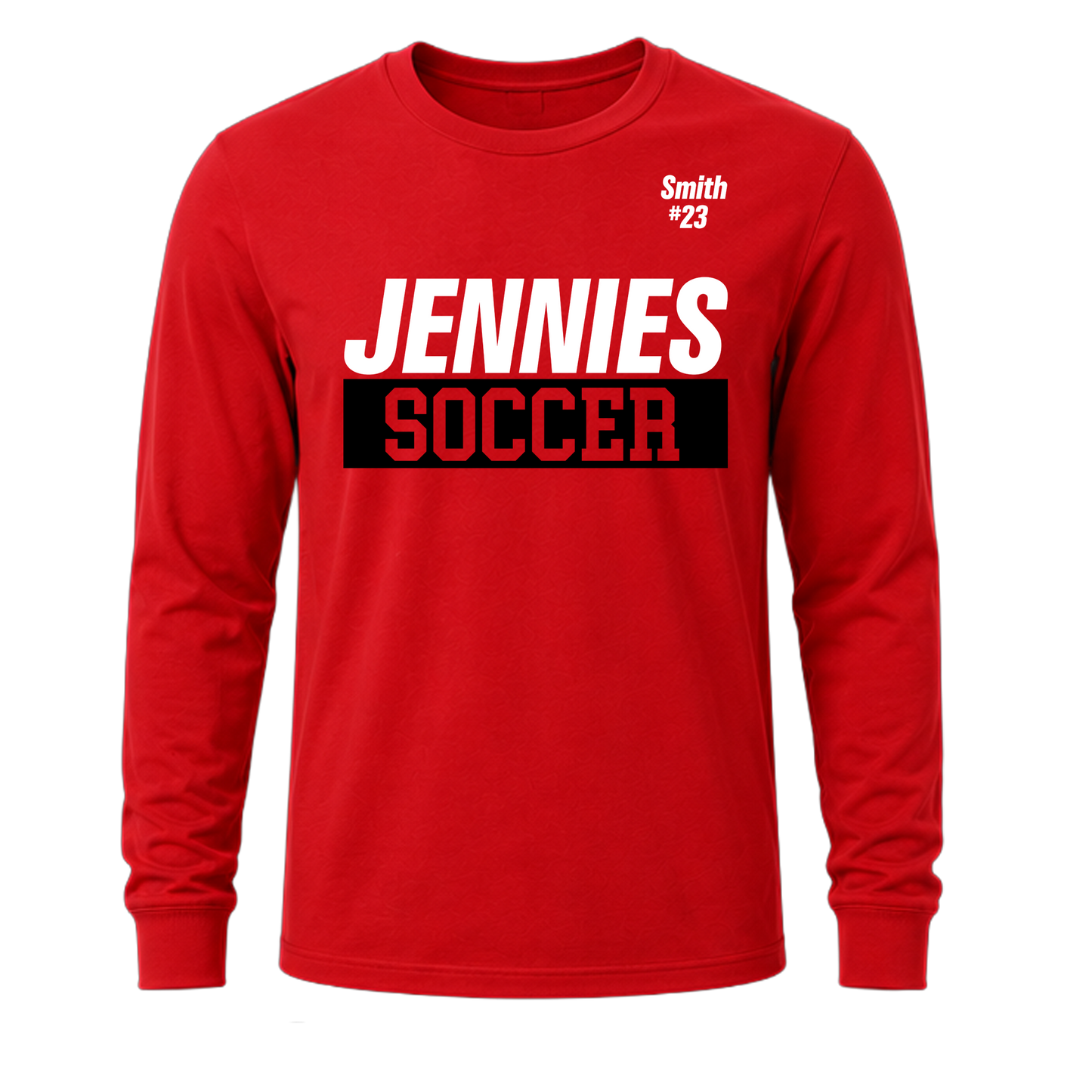 Jennies Soccer Long Sleeve Tee Custom Name and Number